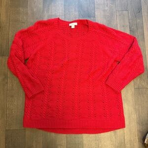 Coldwater Creek Women's Red Cable Knit Pullover Sweater Size 2X Valentines